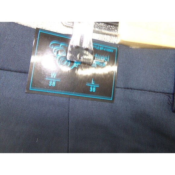Enrico Bertucci Mens Belted Flat Front Dress Pants Navy Blue 38x30 (39X30) - Picture 4 of 5